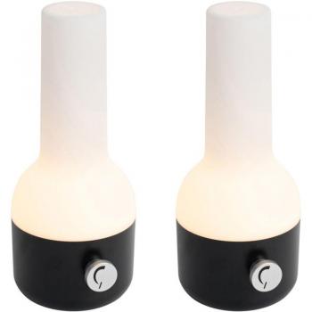 Qazqa 2-Pack Outdoor Table Lamps with Built‑in Battery (Black + White)