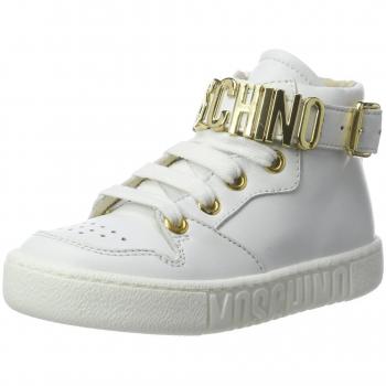 Moschino 25986 Vitello Bianco Lettere Oro, Chaussons montants mixte enfant - ivoire