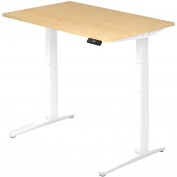 Hammerbacher Bureau Pied Blanc Xbhm‑120x80cm‑Érable‑Blanc
