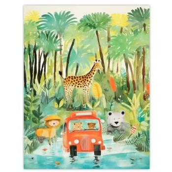 Safari Splash: Giraffe and Lion Kids’ Wall Art