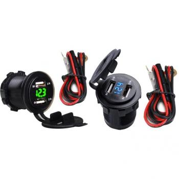 Zigarettenanzünderdual-USB-Autoladegerät mit Einstellungsoptionen und LED-Anzeige