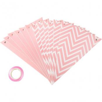 Wavy Triangle Pennant Banner - Gold, Silver, Pink, Blue Birthday Decoration