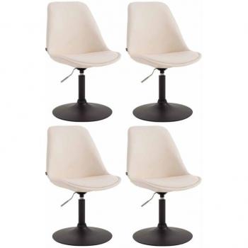 Lot de 4 chaises pivotantes en PVC crème avec pieds en métal noir pour salle à manger