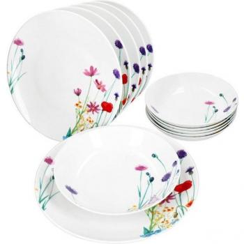 MAMBOCAT Service de Table Marie 12x Porcelaine Prairie Florale