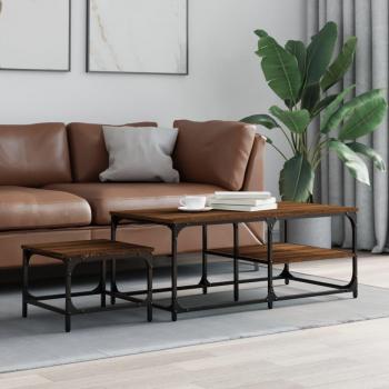 Nesting Coffee Table Set (2 Pieces) in Brown, Oak Engineered Wood by vidaXL
