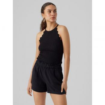 Vero Moda - Aware - Débardeur en maille côtelée à bords festonnés - Noir XL