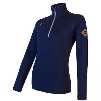 SENSOR MERINO UPPER dámská mikina krátký zip deep blue Velikost: S