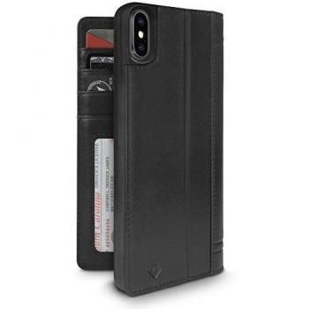 Twelve South Journal for iPhone XS Max | Luxury Leather Wallet Folio Case and Display Stand