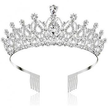 Makone Tiara Kristallkrone mit Strass-Kamm – Bridal Crown, Hochzeit & Proms (Stil 5)