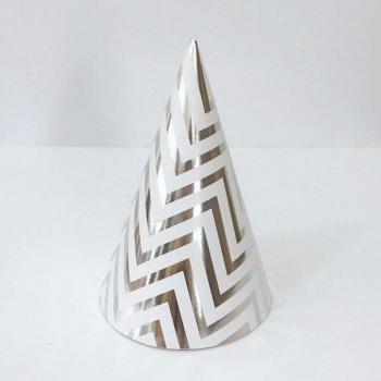 10pcs Gold Silver Striped Bronzing Birthday Party Hats with Rope for Kids