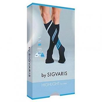 Sigvaris Highlight Compression Tights for Men in Marine Blue - Medium Size (M) with Non-Slip Cuffs