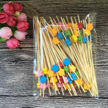 12cm Flower Picks - 100pcs Bamboo Skewers for Party and Wedding Use