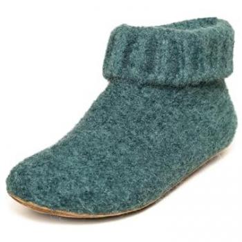 Gottstein Knit Boot Hüttenschuh aus 100 % Schurwolle – Rindsleder-Sohle