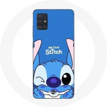 Capa Samsung Galaxy A51 Stitch tierno fondo celeste