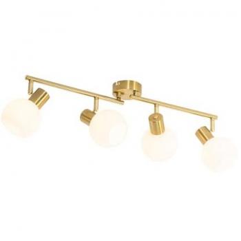 QAZQA Gold Ceiling Spotlight with Opal Glass, 4 Lights, Adjustable, WiFi P45 (Anouk)