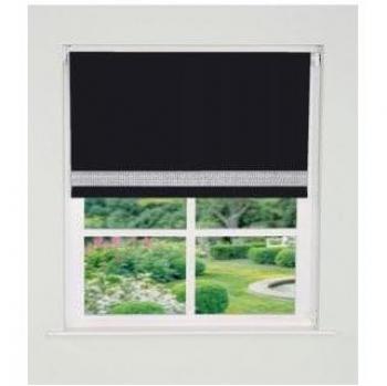 Straight Diamante Edge Border Blackout Roller Blind - 165cm Drop