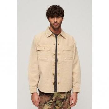 Superdry Men's Pale Khaki Surplus Canvas Overshirt