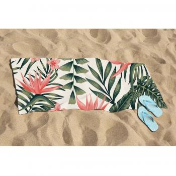 Dark Tropical Green Leaves Beach Towel