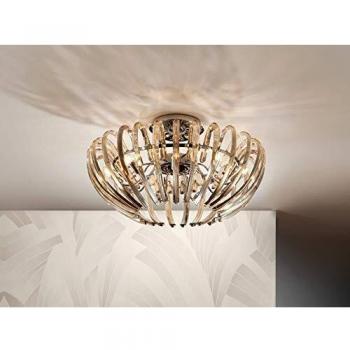 Netlighting Ariadna 9 Light Crystal Flush Ceiling Light with Remote Control in Chrome and Champagne finish, compatible with bulbs of type G9
