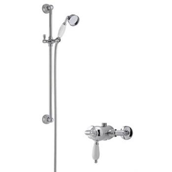 Traditional Exposed Manual Valve Slide Rail Shower Set Chrome