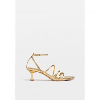 Stradivarius Luxe Gold Multi-strap Heeled Sandals