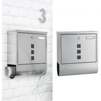 HI Boîte aux lettres et porte-journaux 30,5x9,6x33,5 cm Inox 445595