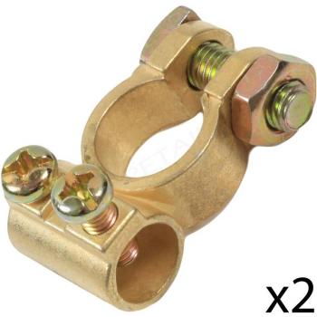 Brass Car Battery Terminal Clamps - Positive & Negative Screw Connection