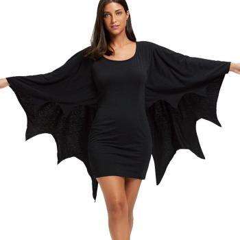 Women's Gothic Style Mini Dress with Bat Wings