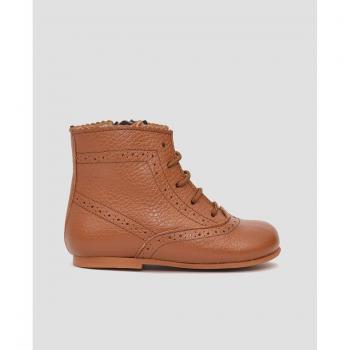 Mr. Mac Shoes - Botas de bebés en piel camel con cierre de cordones