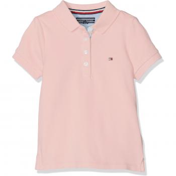 Tommy Hilfiger Polo Básico S/S para Niños, Rosa (Crystal Rose 698), Talla 12