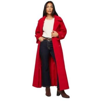 Wallis Petite Maxi Double-Breasted Car Coat in Berry (Size 14)