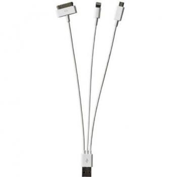IProtect Car Charger Set 3 en 1 Blanco para iPhone 4/4S, 5/5C, 5S