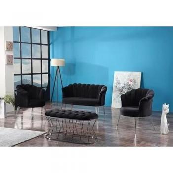SET FLAVIA DIV 2P+2POLTR+PANCA BOUCLE'GRIGIO/CROMO