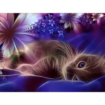Peinture Diamant Mosaïque Chat Gris