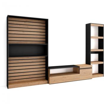 Mobile TV Soggiorno 320x35x186cm Set Rovere Nero RF2589