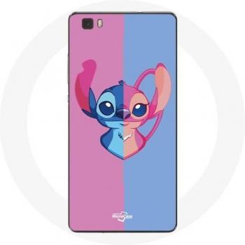 Huawei P8 Lite Stitch and Angel Case - Blue Pink