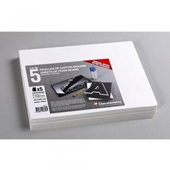 Carton Mousse Clairefontaine 5 Feuilles 21x29,7 cm 10 mm Blanc – 193658C