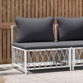 VidaXL Outdoor Middle Sofa with Cushions White Woven Fabric