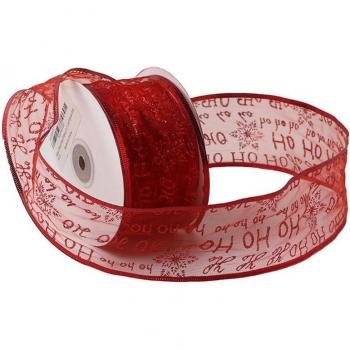 50 Yards/roll Glitter Sheer Wired Christmas Snowflake Ribbon for Wedding Party