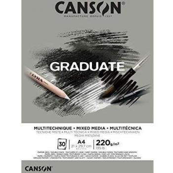 Bloc de dessin Canson Graduate Mixed Media A4 30 feuilles gris