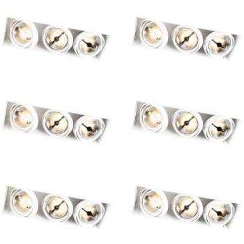 Oneon Qazqa 6-Unit Trimless LED Recessed Spotlight Set – White AR111