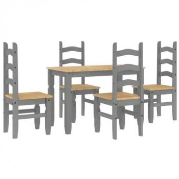 Conjunto Comedor Panamá 5 Platos de Madera Maciza de Pino