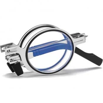 Men's Blue Light Blocking Round Folding Reading Glasses +3.5