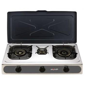 Parrilla Muvip Acero Inoxidable - Quemador Hierro Fundido - Quemadores Desmontables - Base Antideslizante - Dimensiones: 71x37x12.3 cm - Color Plateado