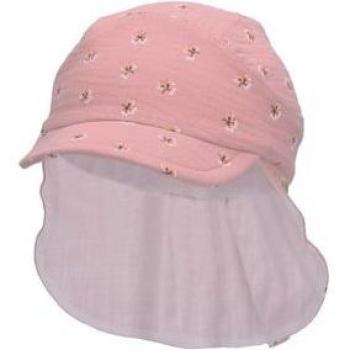 Gorra de visera con cuello de flores rosa palo