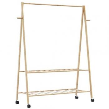 Stalac a Rotelle con Ripiane in Bambù 132x45,5x155,5 cm