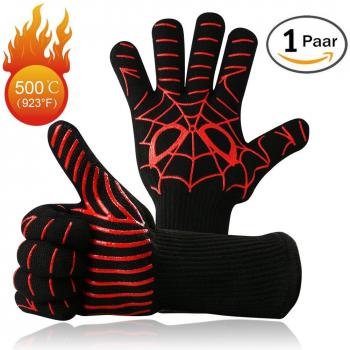 Premium Grillhandschuh-Set (2 Stück) - Bis zu 500 °C hitzebeständig - Ofenhandschuhe für BBQ, Kochen, Backen und Schweißen (14 Zoll)