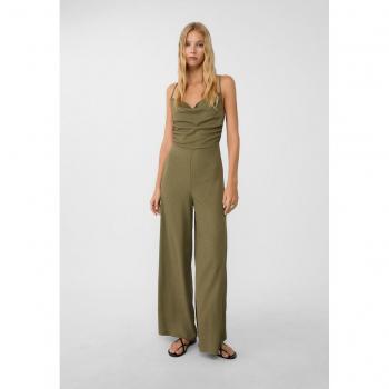 Stradivarius Top Lungo con scollo a V drapeggiante Kaki L