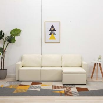 Divano Letto Modulare 3 Posti Crema Similpelle