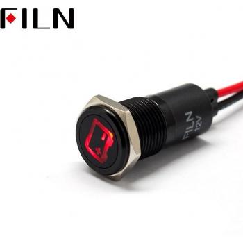 Luz de Advertencia LED Negra 14mm con Cable de 20cm